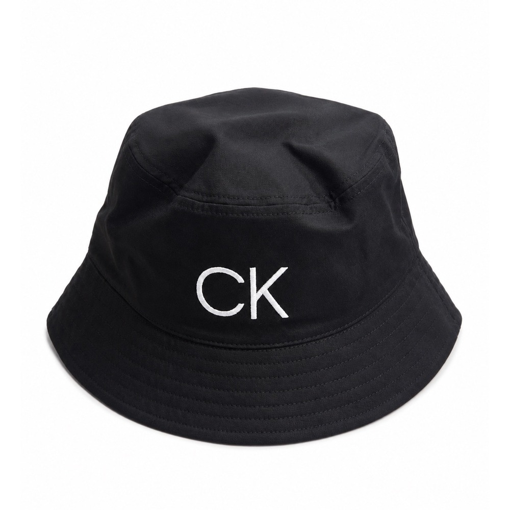 Calvin Klein Black Bucket Hat CK Logo Cotton Rayon Blend Sun Hat Unisex NEW $44 - Picture 2 of 6